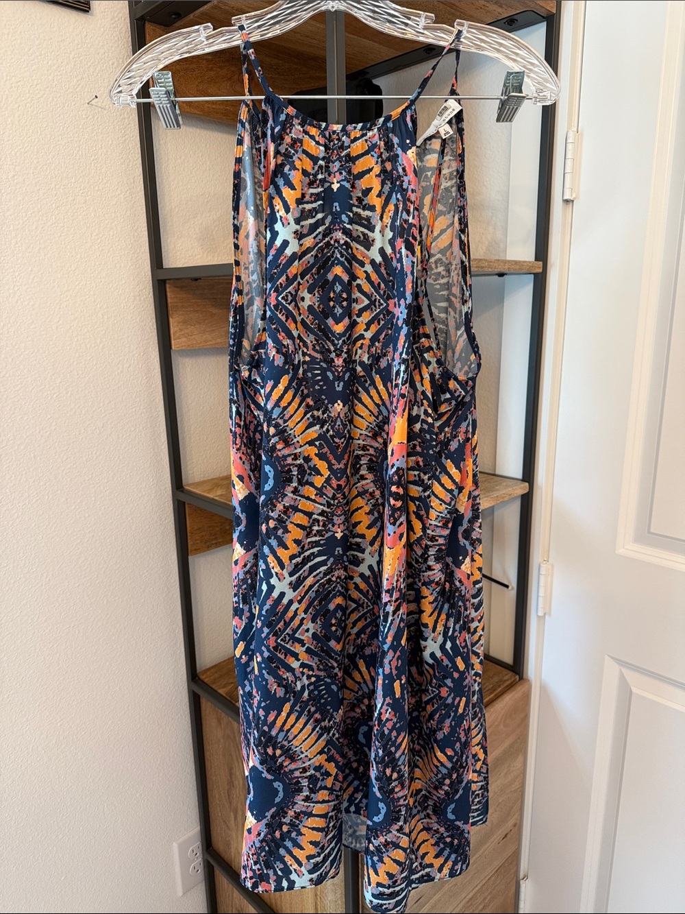 Navy Multicolor Apron Midi Dress - perfect for festivals!